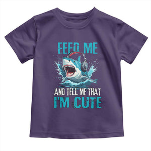 Shark Lover Toddler T Shirt Feed Me And Tell Me That I'm Cute Ocean TS11 Purple Print Your Wear