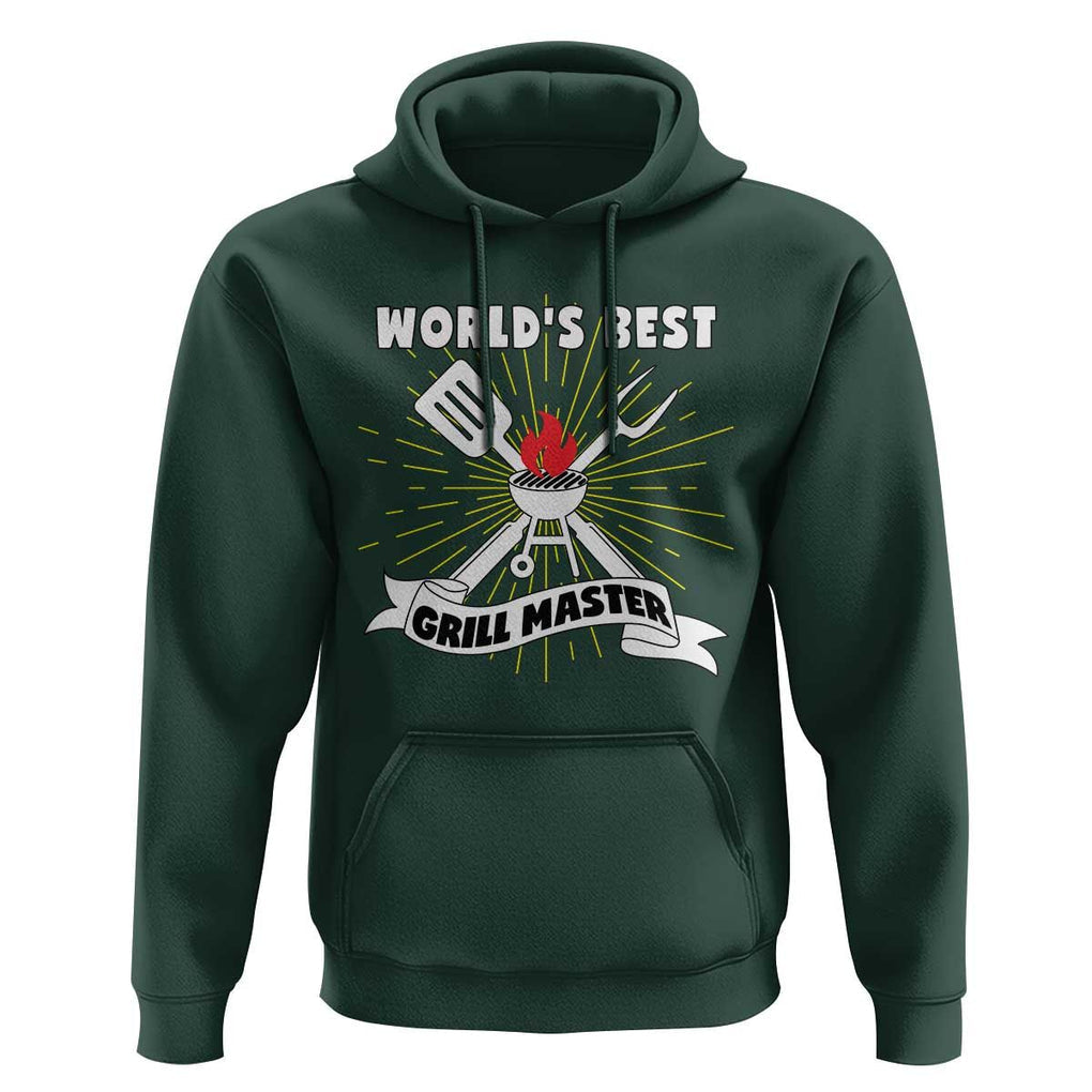 Grilling Barbecue Hoodie World's Best Grill Master BBQ Smoker TS11 Dark Forest Green Print Your Wear