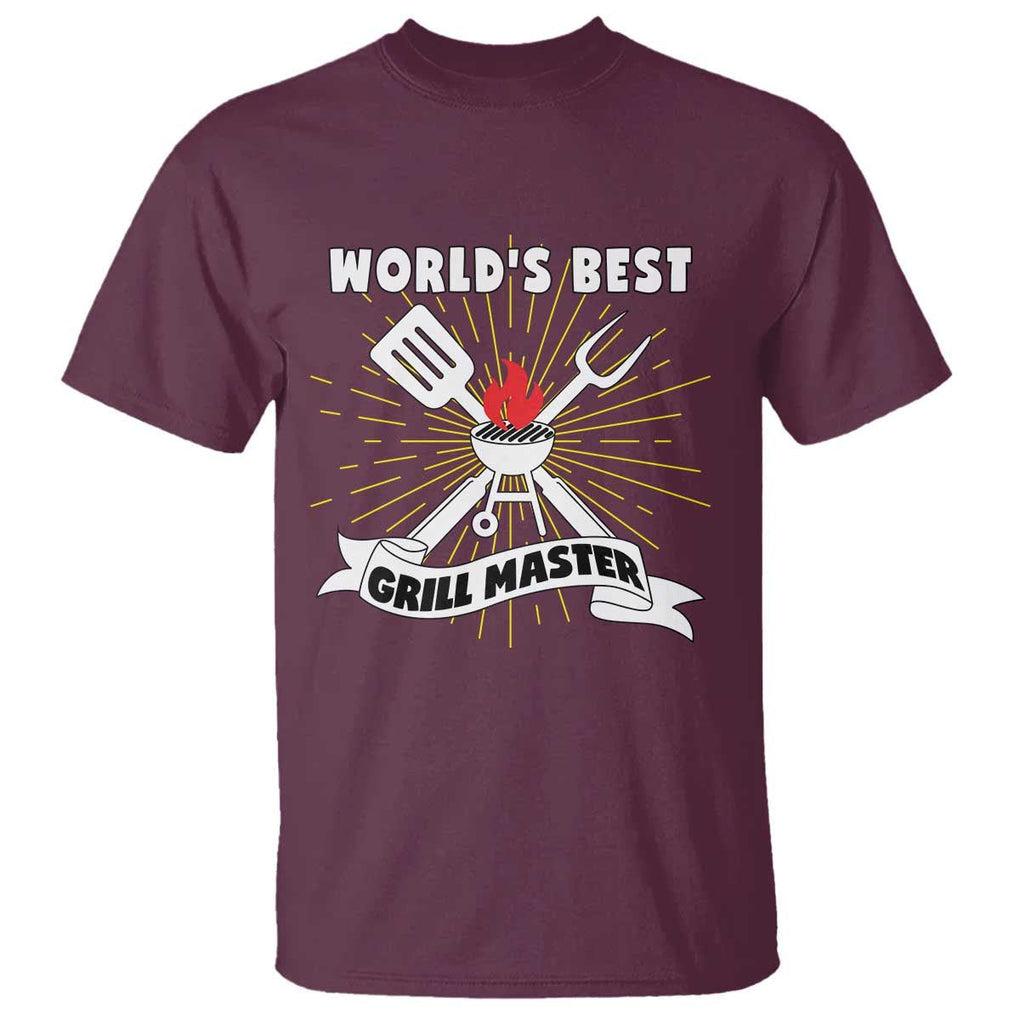 Grilling Barbecue T Shirt World's Best Grill Master BBQ Smoker TS11 Maroon Print Your Wear
