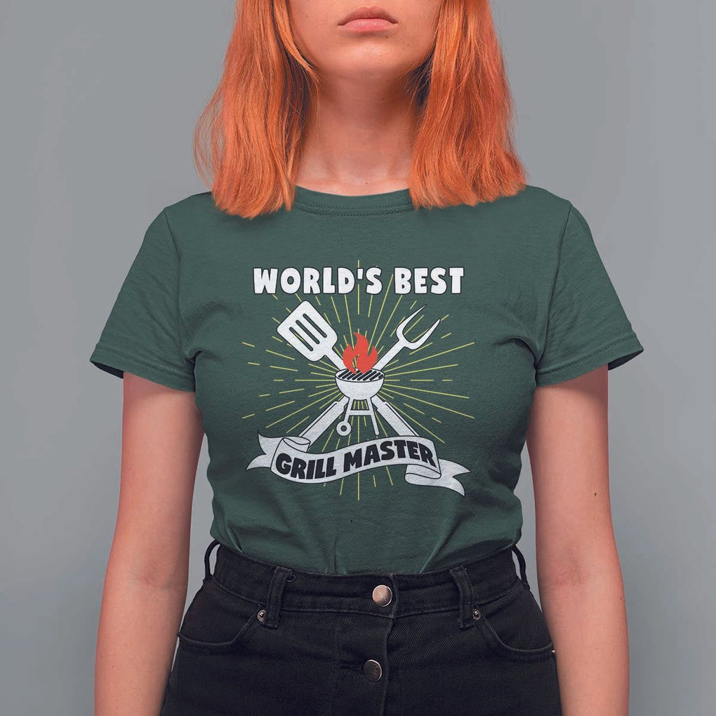 Grilling Barbecue T Shirt For Women World's Best Grill Master BBQ Smoker TS11 Dark Forest Green Print Your Wear