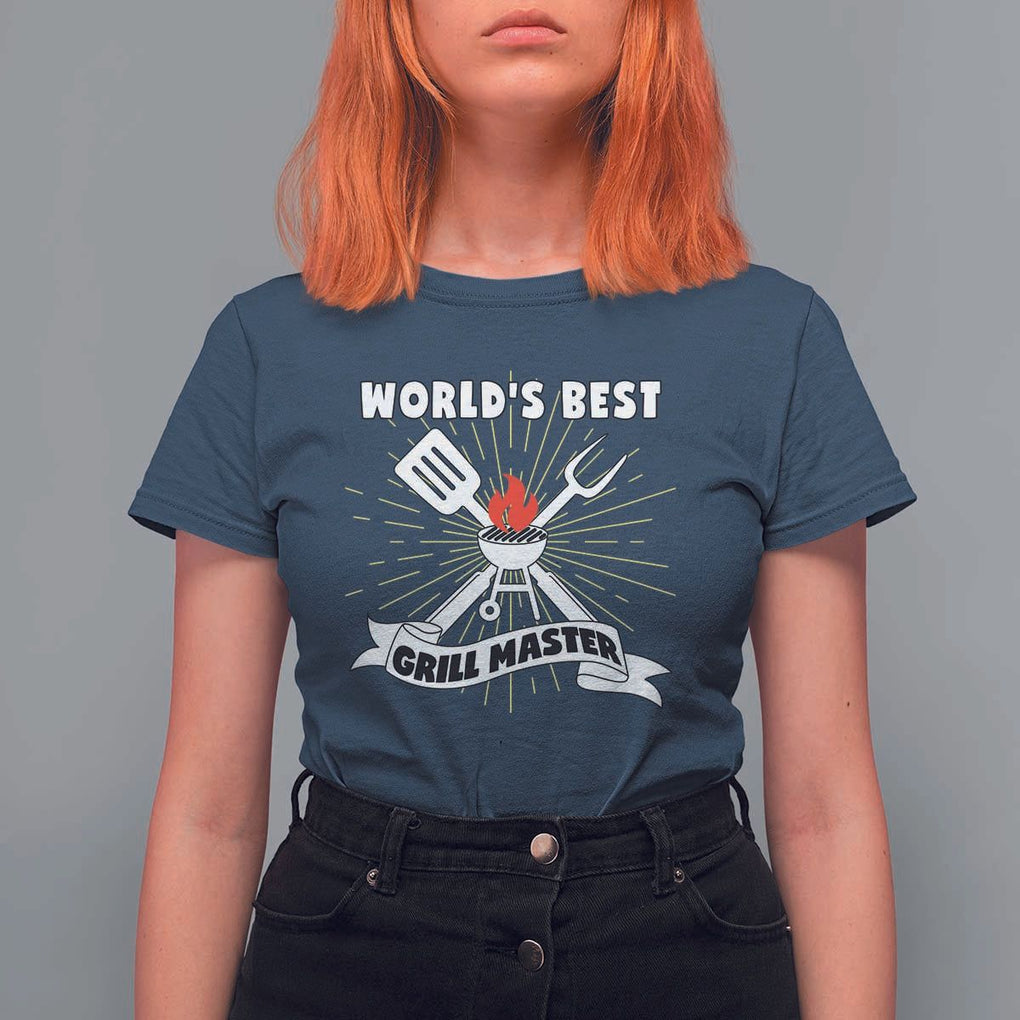 Grilling Barbecue T Shirt For Women World's Best Grill Master BBQ Smoker TS11 Navy Print Your Wear