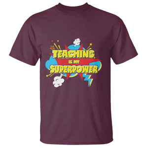 Teachers T Shirt Teaching Is My Super Power Retro Comic TS11 Maroon Print Your Wear