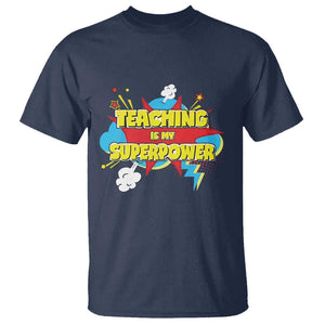 Teachers T Shirt Teaching Is My Super Power Retro Comic TS11 Navy Print Your Wear