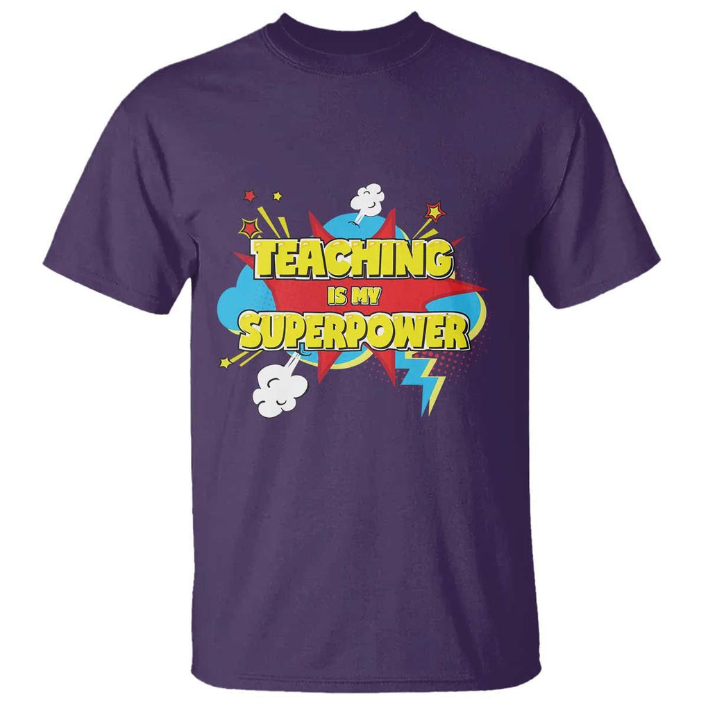 Teachers T Shirt Teaching Is My Super Power Retro Comic TS11 Purple Print Your Wear