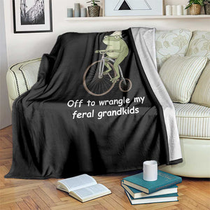 Off To Wrangle My Feral Grandkids Funny Grandparents Frog Throw Blanket