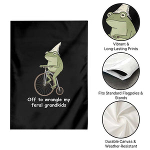 Off To Wrangle My Feral Grandkids Funny Grandparents Frog Garden Flag TS11 Print Your Wear