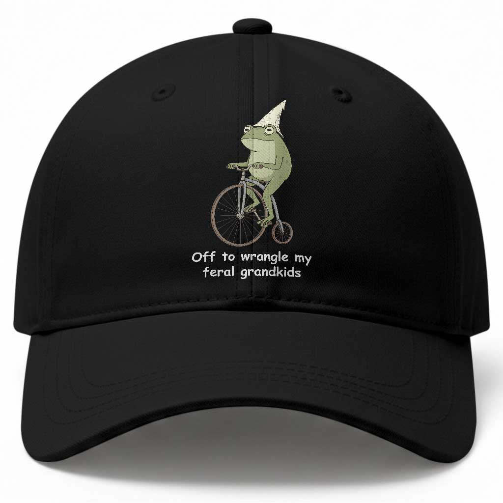 Off To Wrangle My Feral Grandkids Funny Grandparents Frog Baseball Cap TS11 Print Your Wear