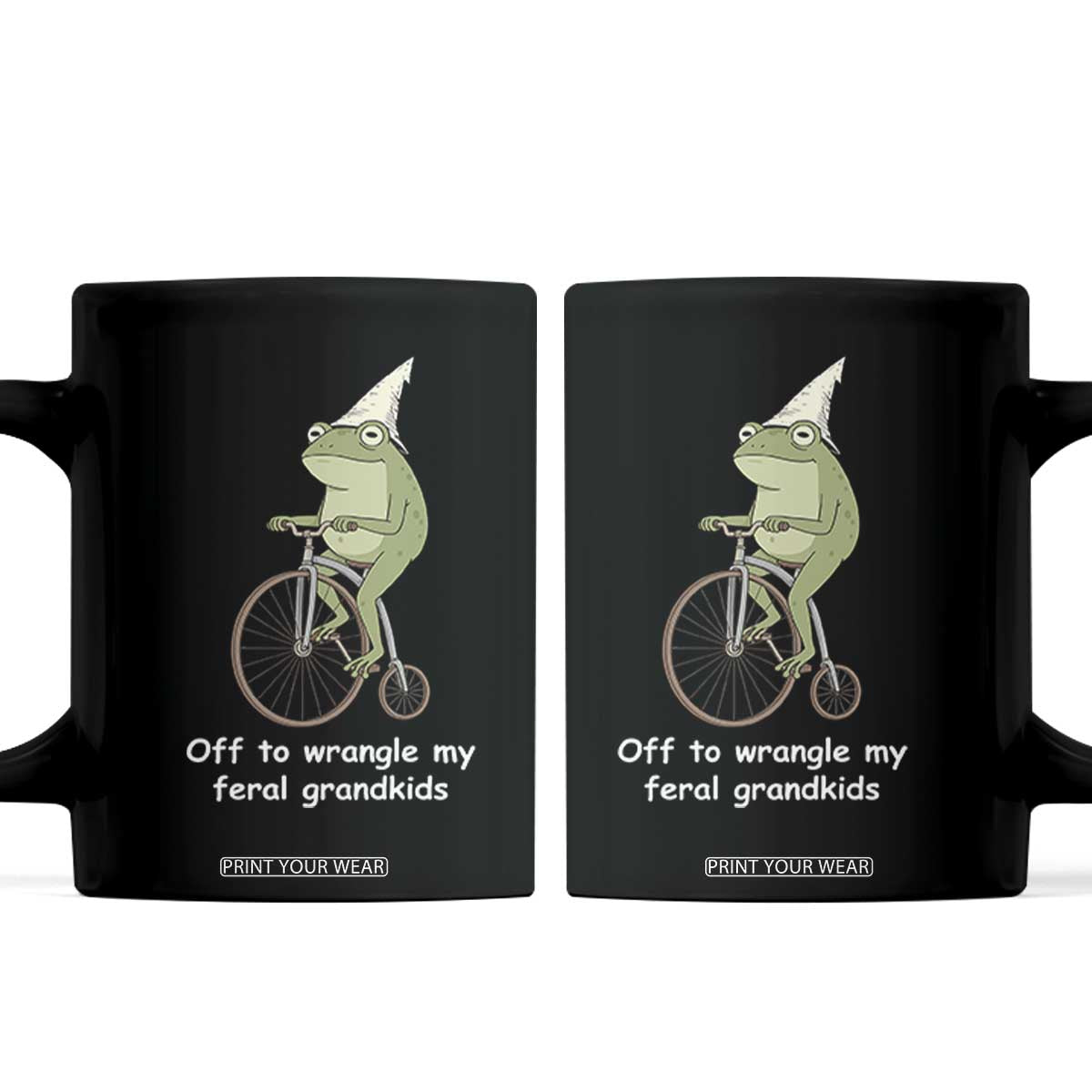 Off To Wrangle My Feral Grandkids Funny Grandparents Frog Coffee Mug