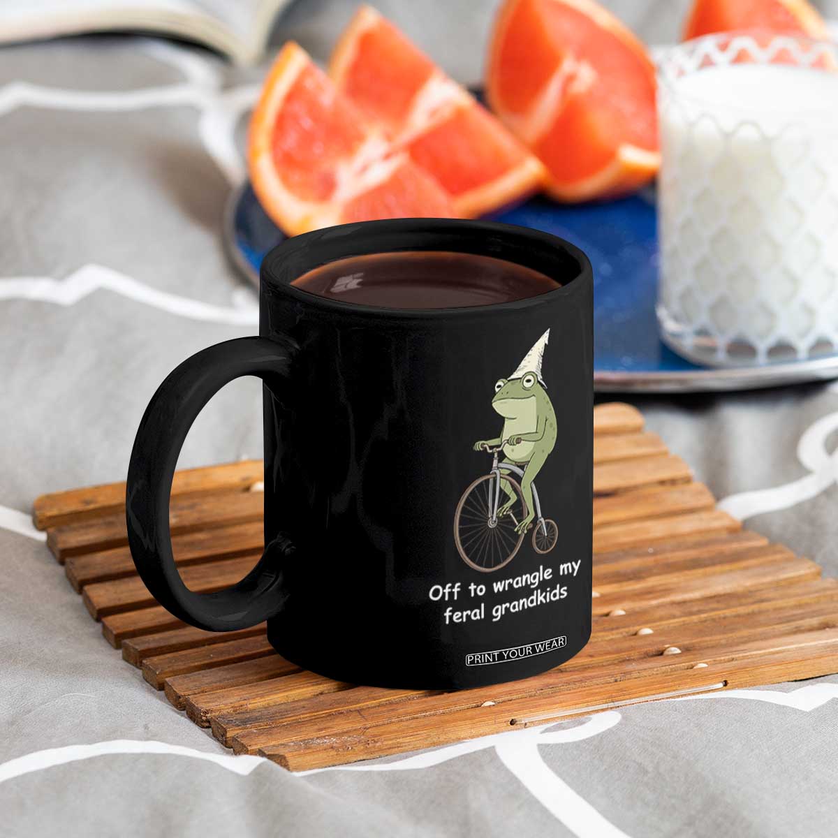 Off To Wrangle My Feral Grandkids Funny Grandparents Frog Coffee Mug TS11 Print Your Wear