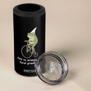 Off To Wrangle My Feral Grandkids Funny Grandparents Frog 4 in 1 Can Cooler Tumbler