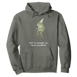 Off To Wrangle My Feral Grandkids Funny Grandparents Frog Hoodie