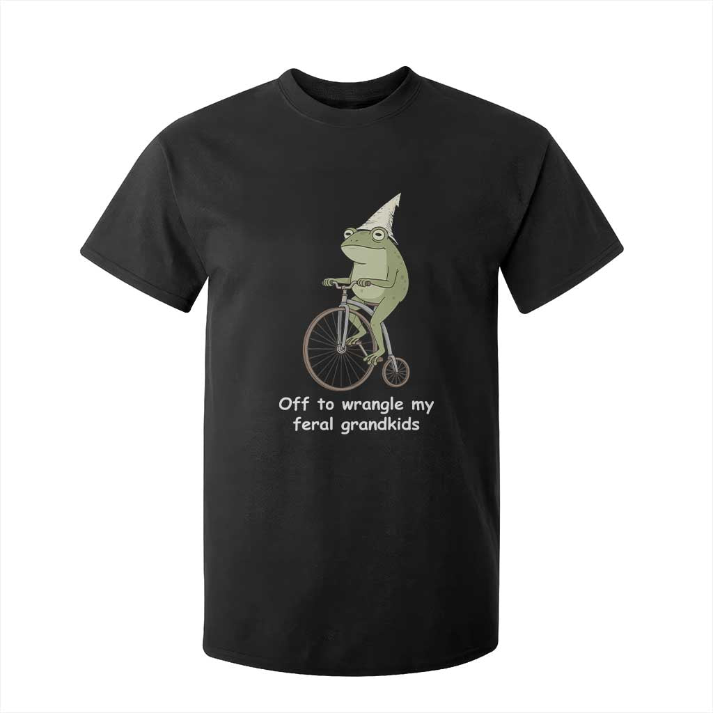 Off To Wrangle My Feral Grandkids Funny Grandparents Frog T Shirt For Kid TS11 Black Print Your Wear