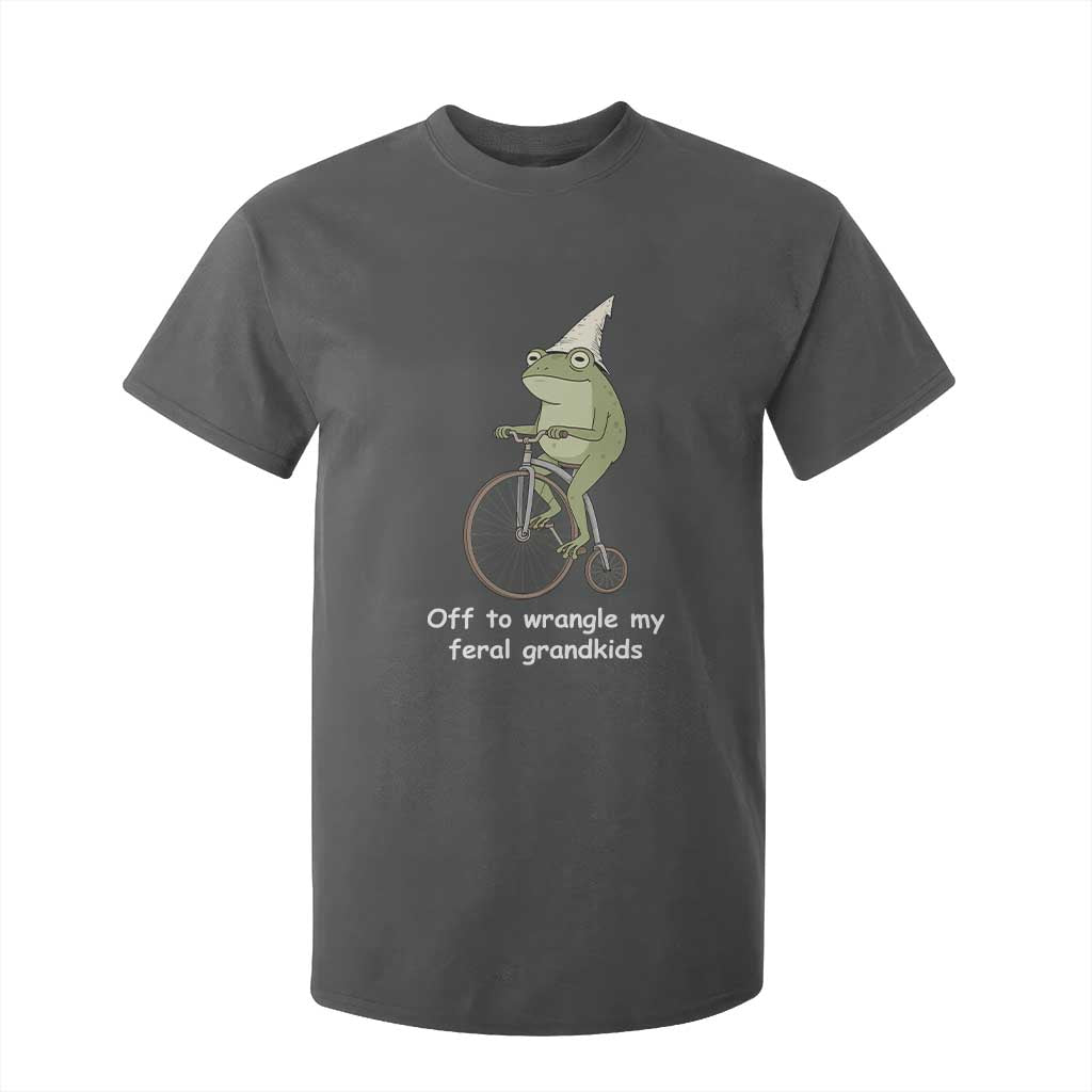 Off To Wrangle My Feral Grandkids Funny Grandparents Frog T Shirt For Kid
