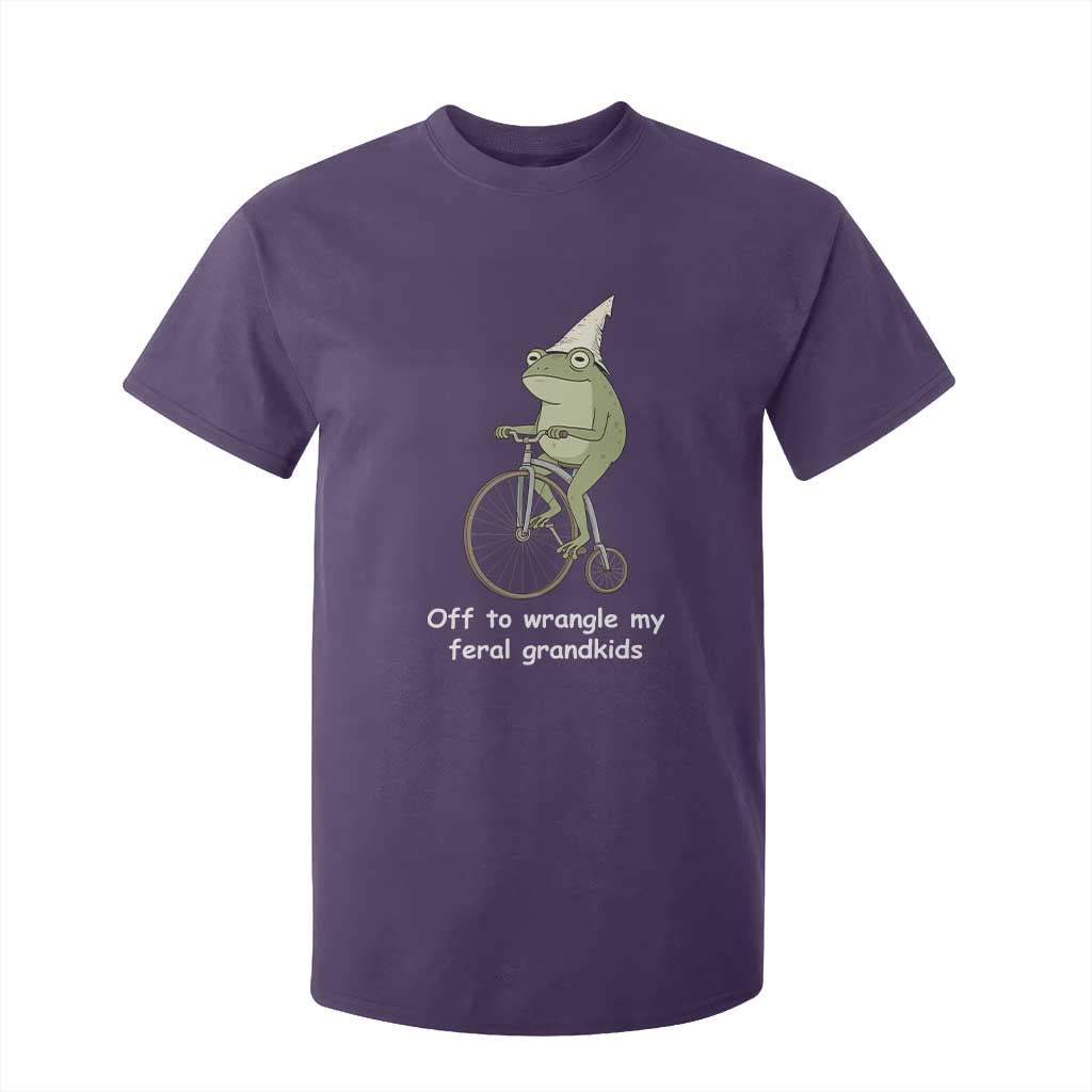 Off To Wrangle My Feral Grandkids Funny Grandparents Frog T Shirt For Kid