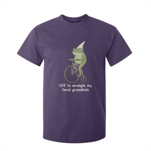 Off To Wrangle My Feral Grandkids Funny Grandparents Frog T Shirt For Kid