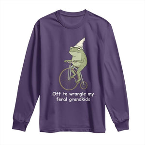 Off To Wrangle My Feral Grandkids Funny Grandparents Frog Long Sleeve Shirt TS11 Purple Print Your Wear