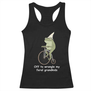 Off To Wrangle My Feral Grandkids Funny Grandparents Frog Racerback Tank Top TS11 Black Print Your Wear
