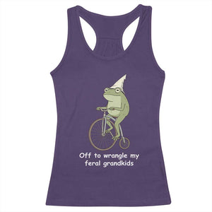 Off To Wrangle My Feral Grandkids Funny Grandparents Frog Racerback Tank Top TS11 Purple Print Your Wear