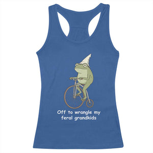 Off To Wrangle My Feral Grandkids Funny Grandparents Frog Racerback Tank Top TS11 Royal Blue Print Your Wear