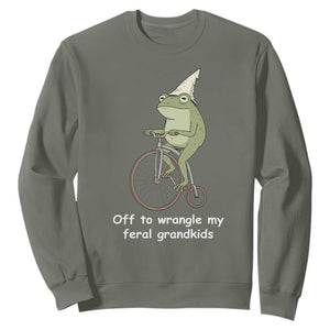 Off To Wrangle My Feral Grandkids Funny Grandparents Frog Sweatshirt