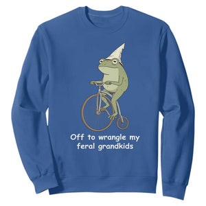 Off To Wrangle My Feral Grandkids Funny Grandparents Frog Sweatshirt