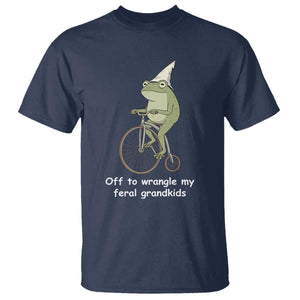 Off To Wrangle My Feral Grandkids Funny Grandparents Frog T Shirt TS11 Navy Print Your Wear