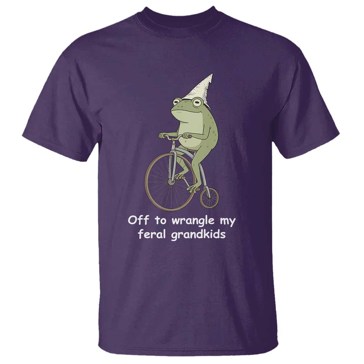 Off To Wrangle My Feral Grandkids Funny Grandparents Frog T Shirt TS11 Purple Print Your Wear
