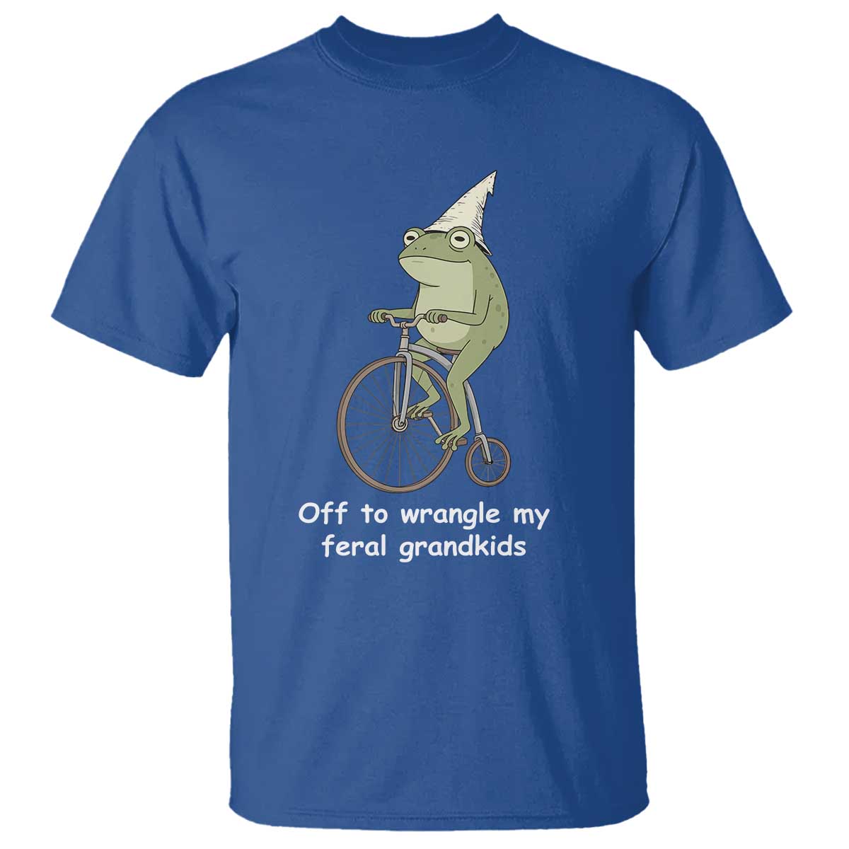 Off To Wrangle My Feral Grandkids Funny Grandparents Frog T Shirt TS11 Royal Blue Print Your Wear