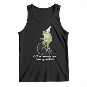 Off To Wrangle My Feral Grandkids Funny Grandparents Frog Tank Top TS11 Black Print Your Wear