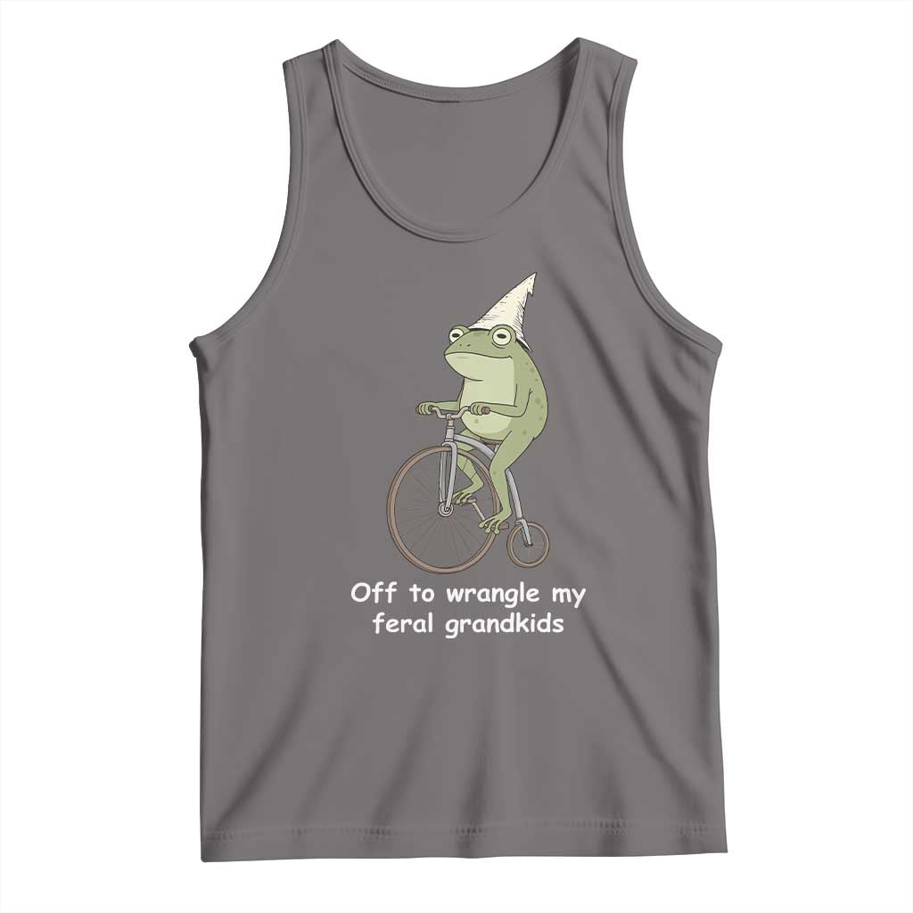 Off To Wrangle My Feral Grandkids Funny Grandparents Frog Tank Top TS11 Deep Heather Print Your Wear