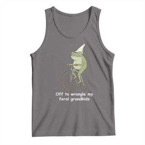 Off To Wrangle My Feral Grandkids Funny Grandparents Frog Tank Top TS11 Deep Heather Print Your Wear