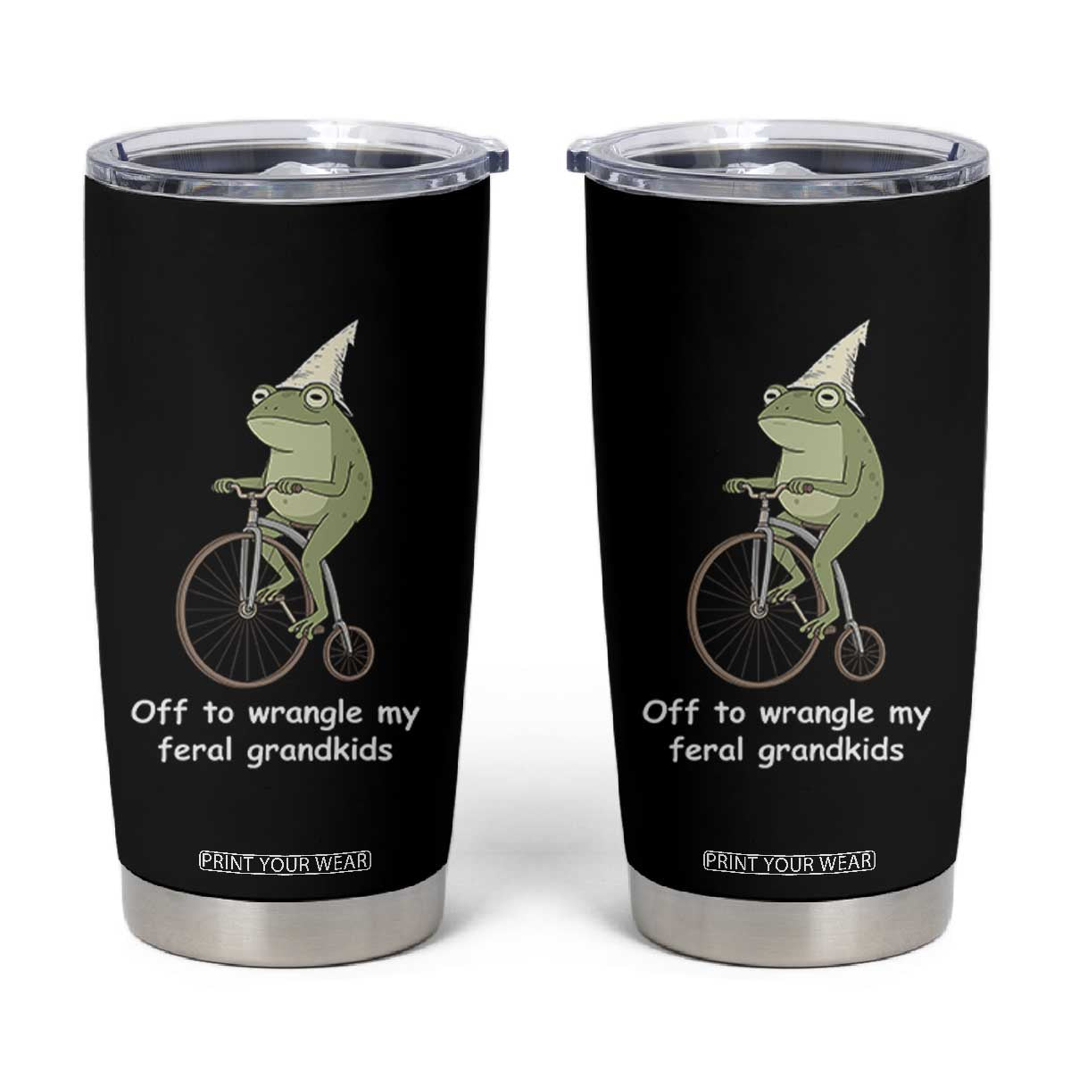 Off To Wrangle My Feral Grandkids Funny Grandparents Frog Tumbler Cup