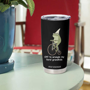 Off To Wrangle My Feral Grandkids Funny Grandparents Frog Tumbler Cup