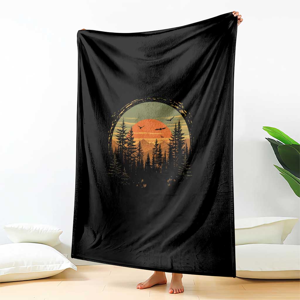 Retro Forest Trees Outdoors Nature Lover Throw Blanket