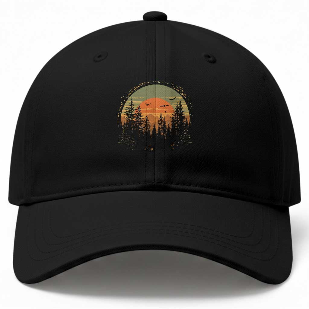 Retro Forest Trees Outdoors Nature Lover Baseball Cap