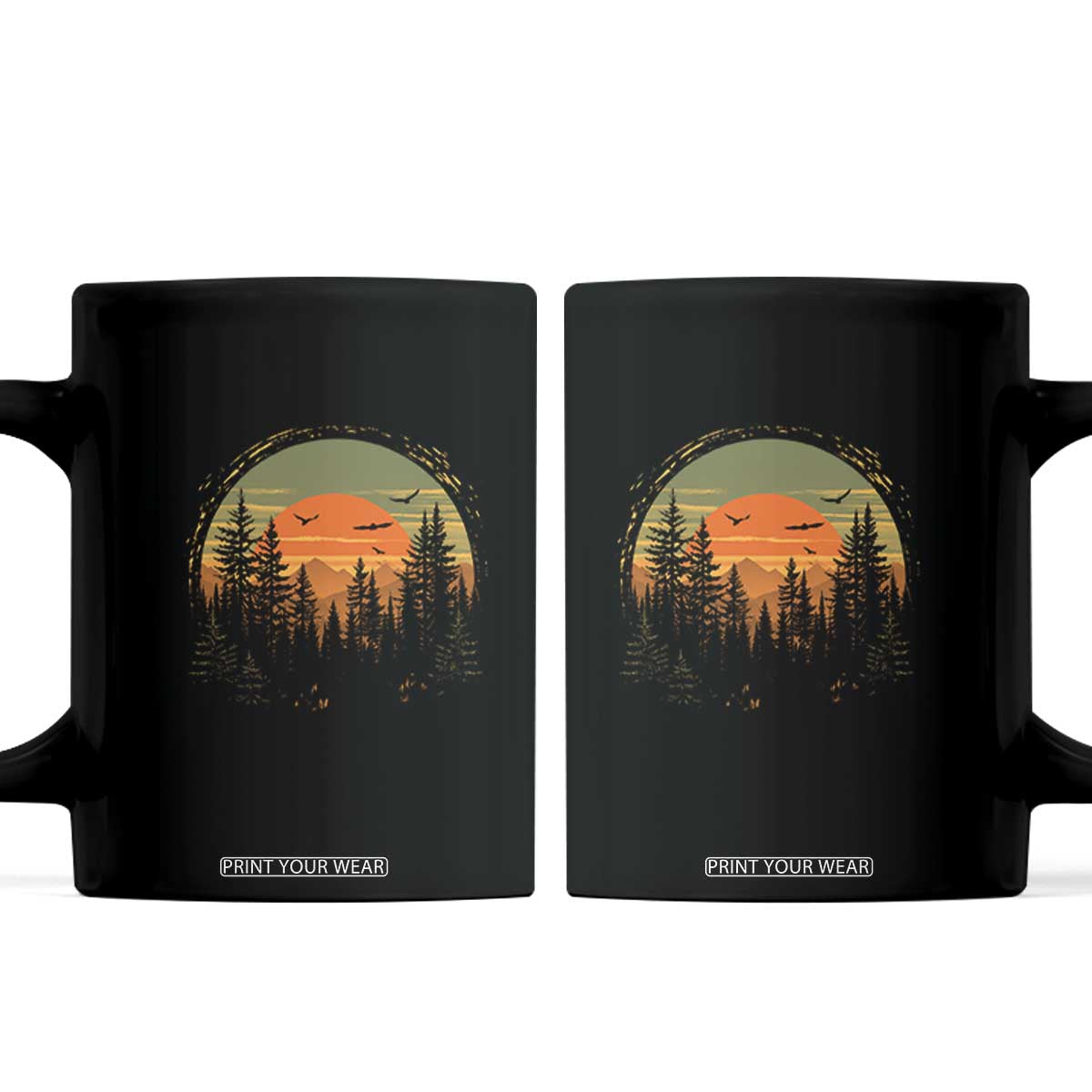 Retro Forest Trees Outdoors Nature Lover Coffee Mug
