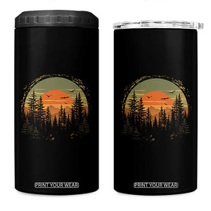 Retro Forest Trees Outdoors Nature Lover 4 in 1 Can Cooler Tumbler TS11 One Size: 16 oz Black Print Your Wear