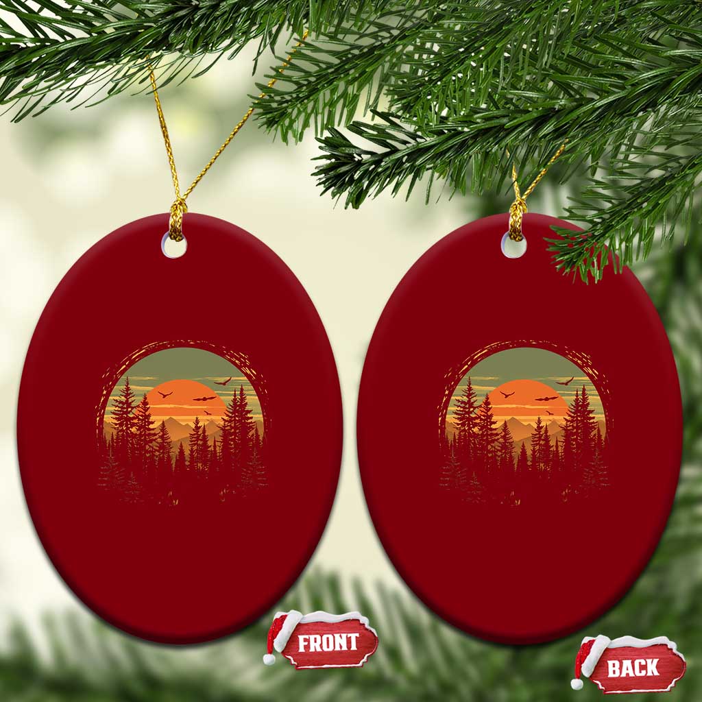 Retro Forest Trees Outdoors Nature Lover Ceramic Ornament