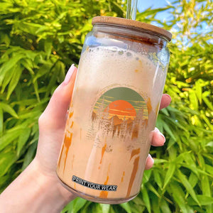 Retro Forest Trees Outdoors Nature Lover Glass Can