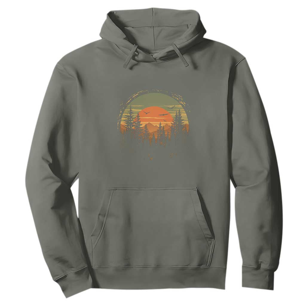 Retro Forest Trees Outdoors Nature Lover Hoodie TS11 Military Green Print Your Wear