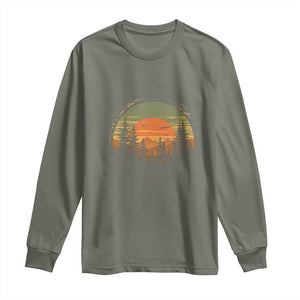 Retro Forest Trees Outdoors Nature Lover Long Sleeve Shirt TS11 Military Green Print Your Wear