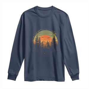 Retro Forest Trees Outdoors Nature Lover Long Sleeve Shirt TS11 Navy Print Your Wear