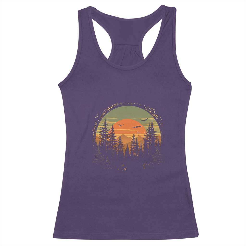 Retro Forest Trees Outdoors Nature Lover Racerback Tank Top TS11 Purple Print Your Wear