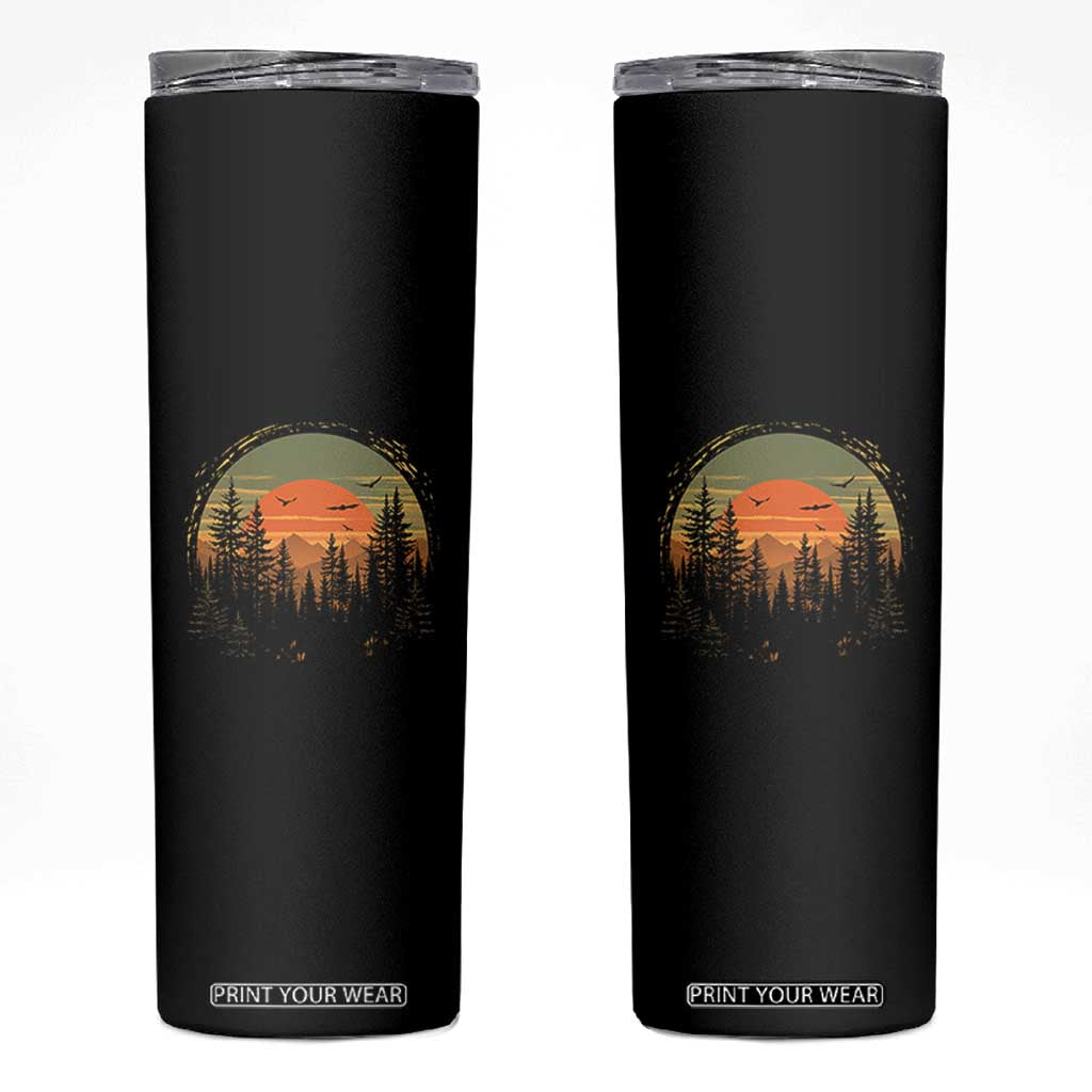 Retro Forest Trees Outdoors Nature Lover Skinny Tumbler
