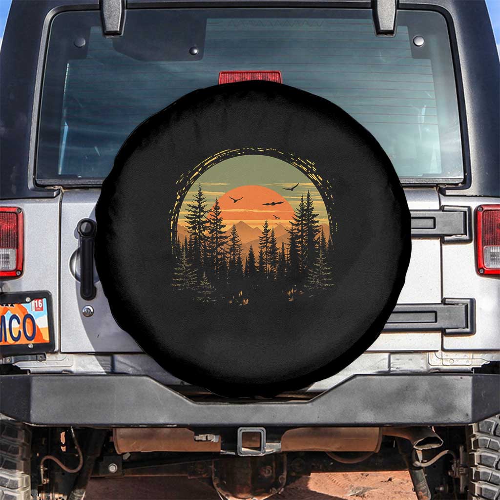 Retro Forest Trees Outdoors Nature Lover Spare Tire Cover