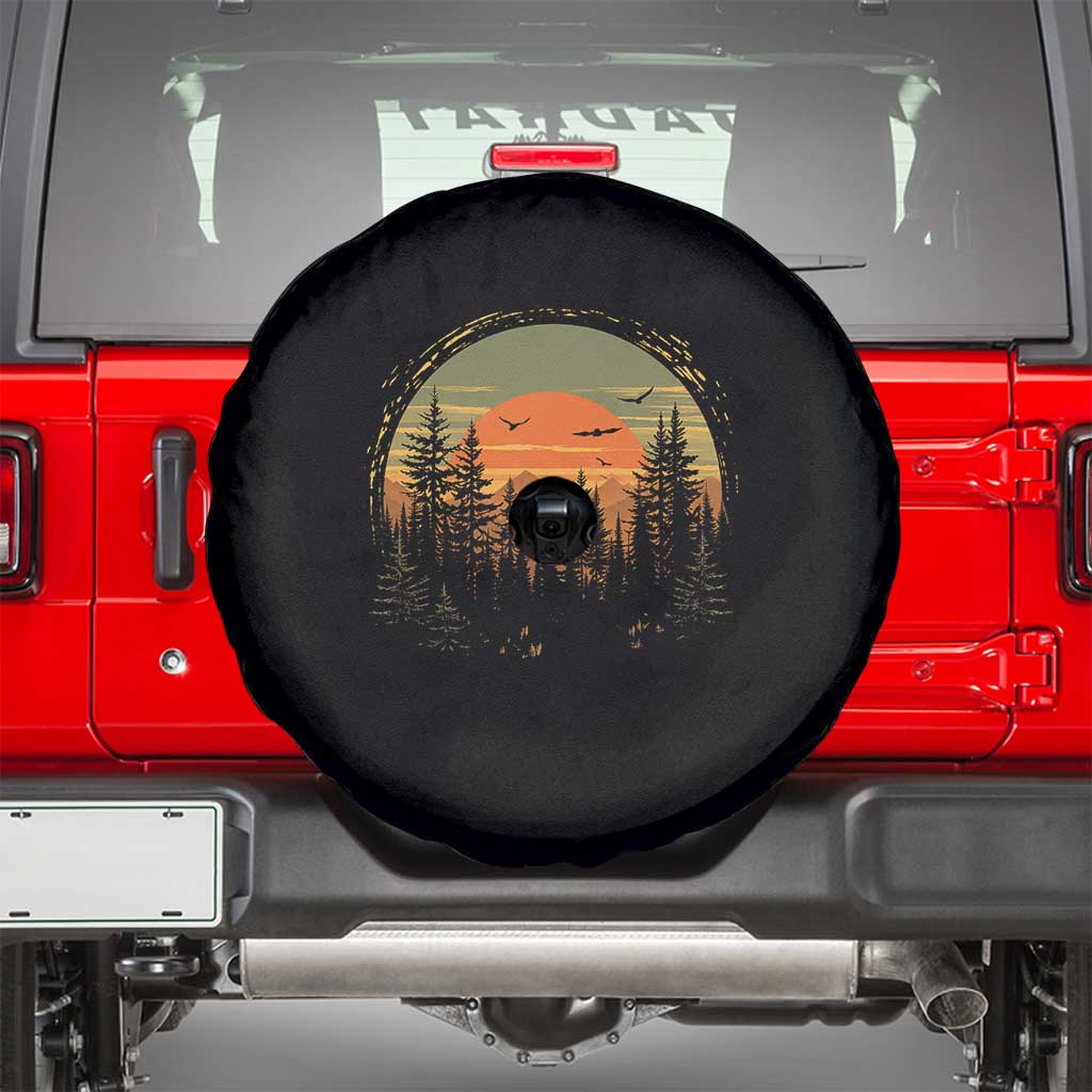 Retro Forest Trees Outdoors Nature Lover Spare Tire Cover
