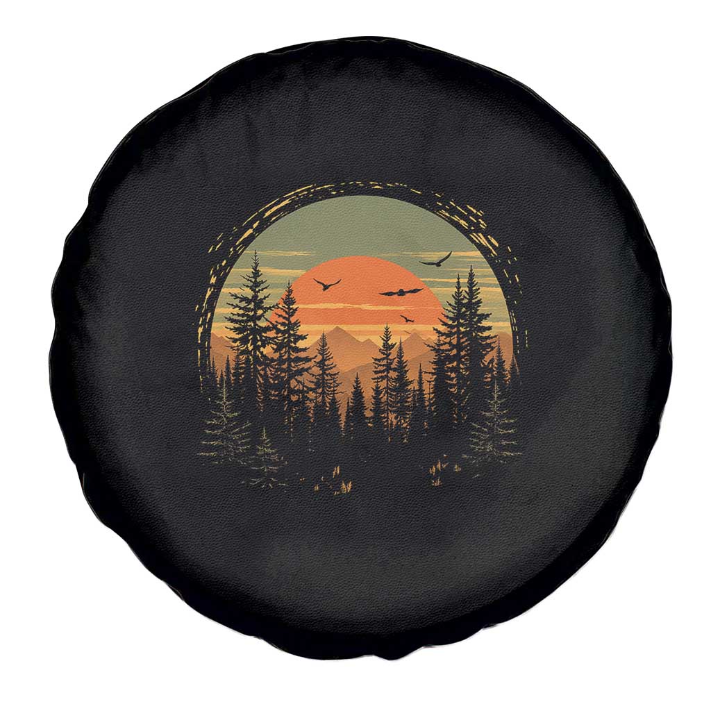 Retro Forest Trees Outdoors Nature Lover Spare Tire Cover
