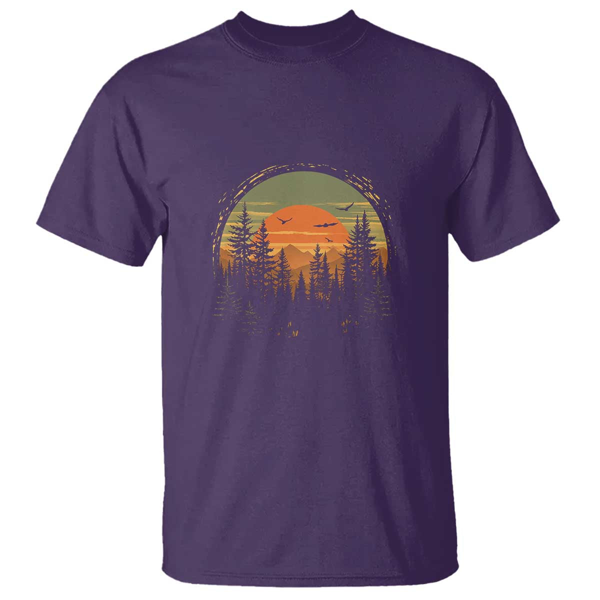 Retro Forest Trees Outdoors Nature Lover T Shirt TS11 Purple Print Your Wear