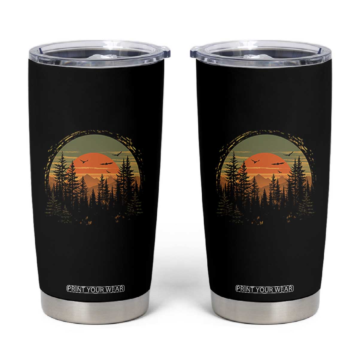 Retro Forest Trees Outdoors Nature Lover Tumbler Cup