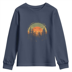 Retro Forest Trees Outdoors Nature Lover Youth Sweatshirt TS11 Navy Print Your Wear